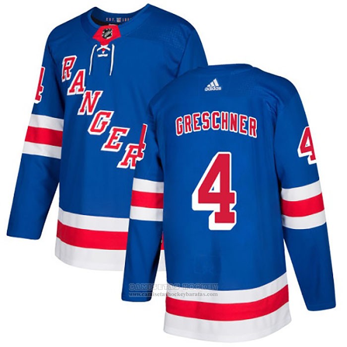 Camiseta Hockey New York Rangers 4 Ron Greschner Primera Autentico Azul